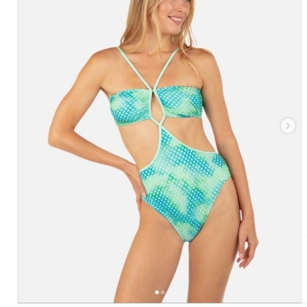 NWT Hurley Teal Green Waffleknit Monokini Swimsuit Size Large and X-Large